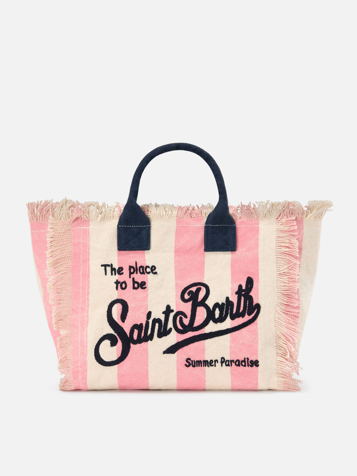 Borsa Colette in canvas a righe rosa
