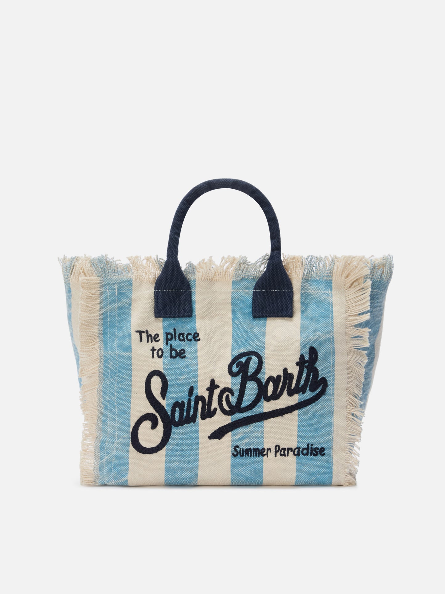 Borsa Colette in canvas a righe azzurre