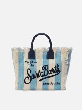 Borsa Colette in canvas a righe azzurre