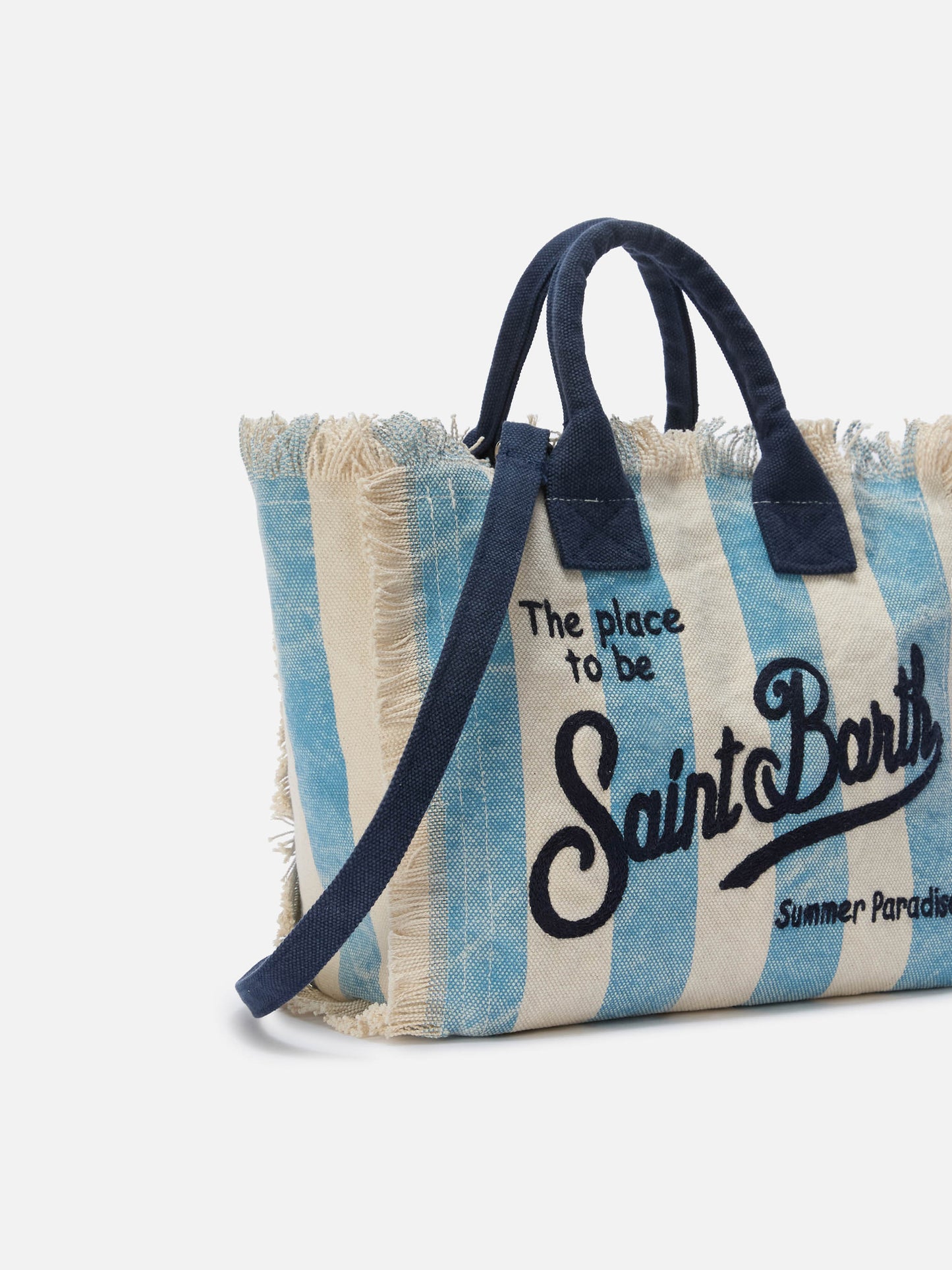 Colette canvas bag with light blue stripes