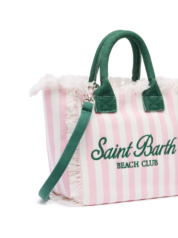 Colette cotton canvas handbag with pink striped print - MC2 Saint Barth