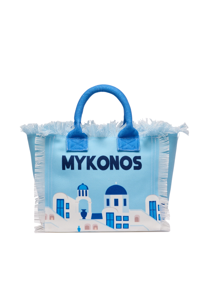 Colette cotton canvas handbag with Mykonos postcard print - MC2 Saint Barth