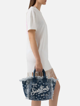 Light blue canvas Colette bag with bandana print
