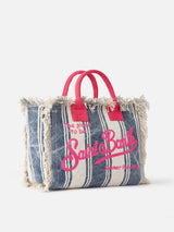 Cotton canvas Colette handbag with striped print