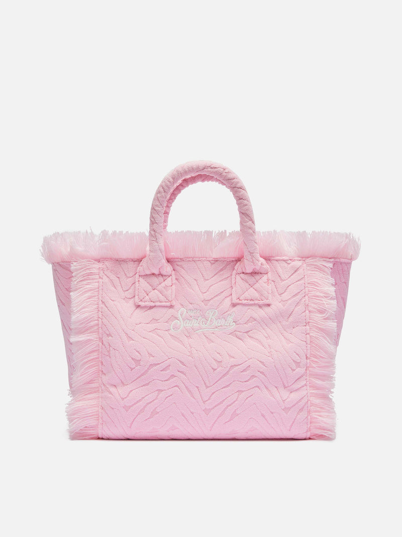 Colette Sponge – Rosa Frottee-Handtasche mit Zebraprägung