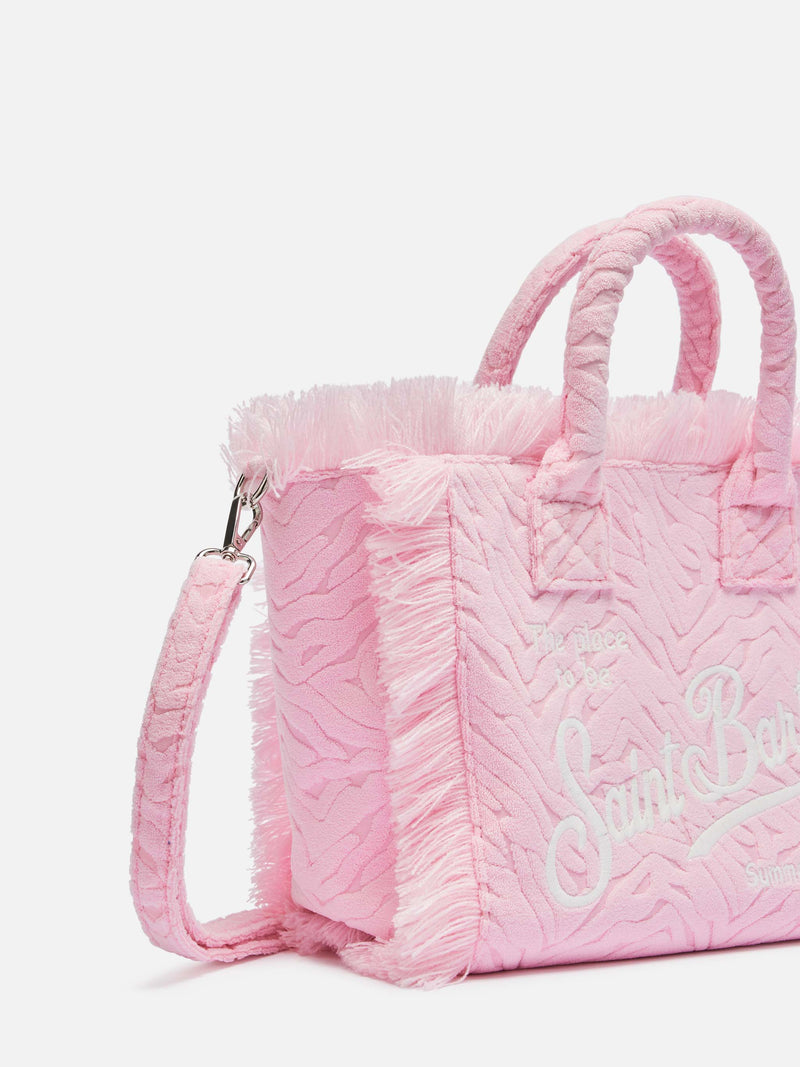 Colette Sponge pink zebra embossed terry handbag