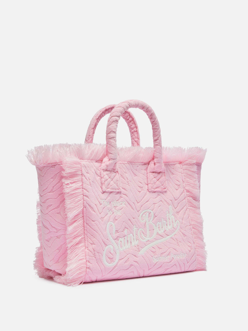 Colette Sponge pink zebra embossed terry handbag