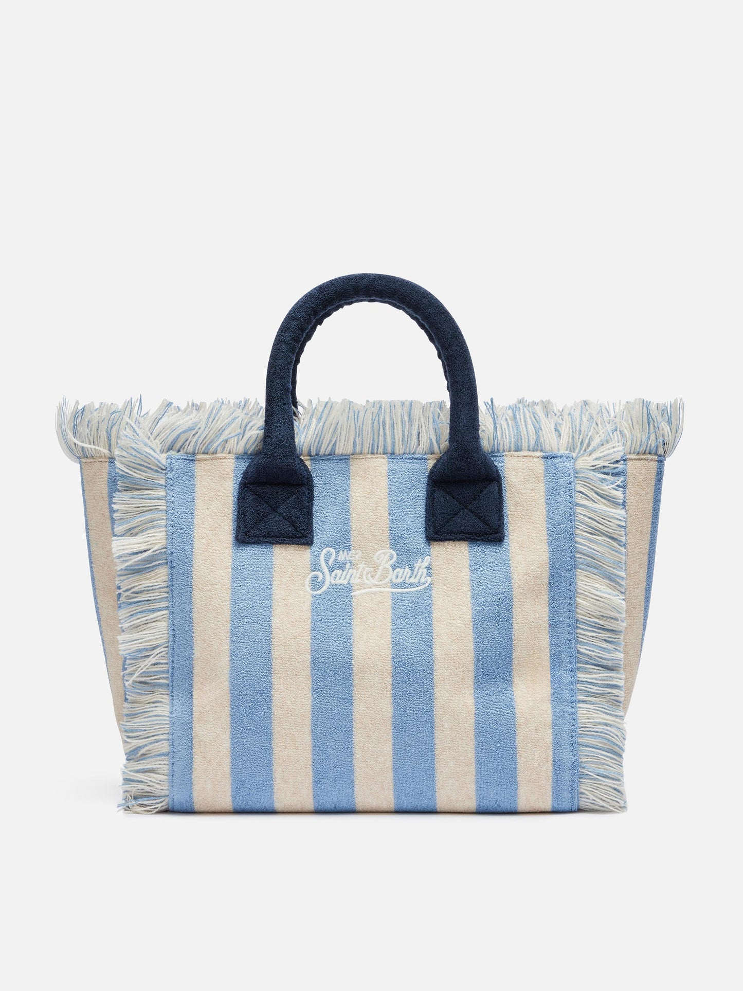 Colette Sponge light blue striped terry handbag