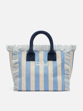 Colette Sponge light blue striped terry handbag