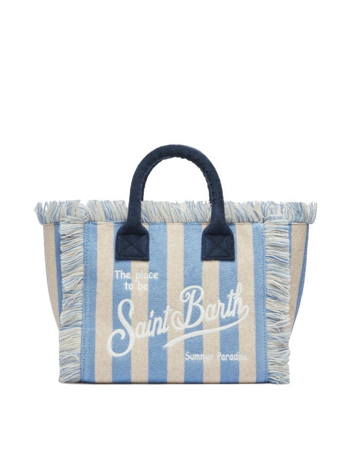 Colette Sponge light blue striped terry handbag
