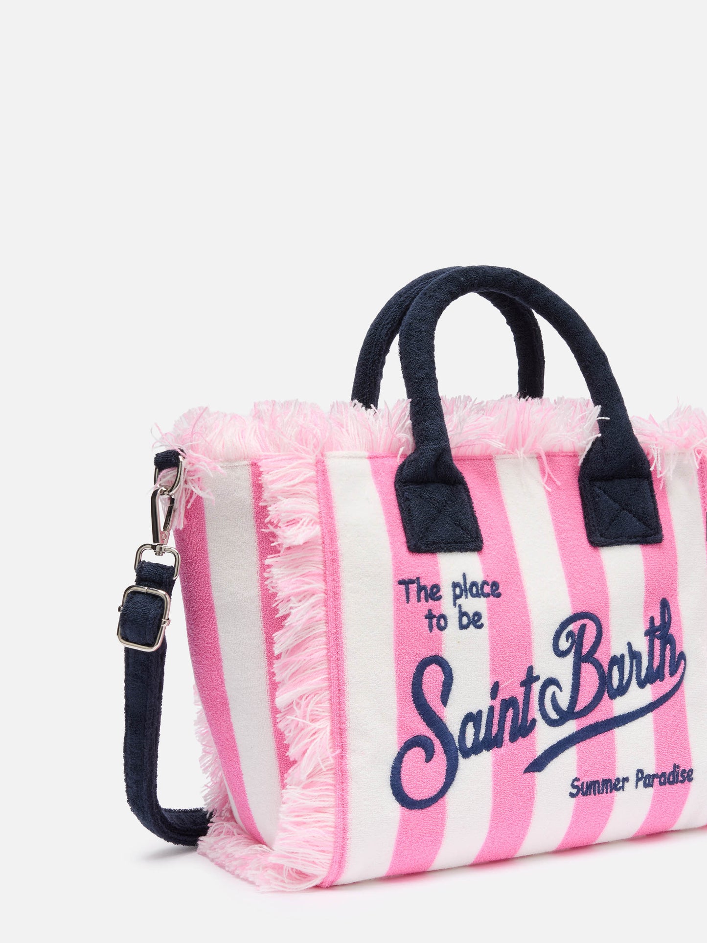 Colette Sponge pink striped terry handbag