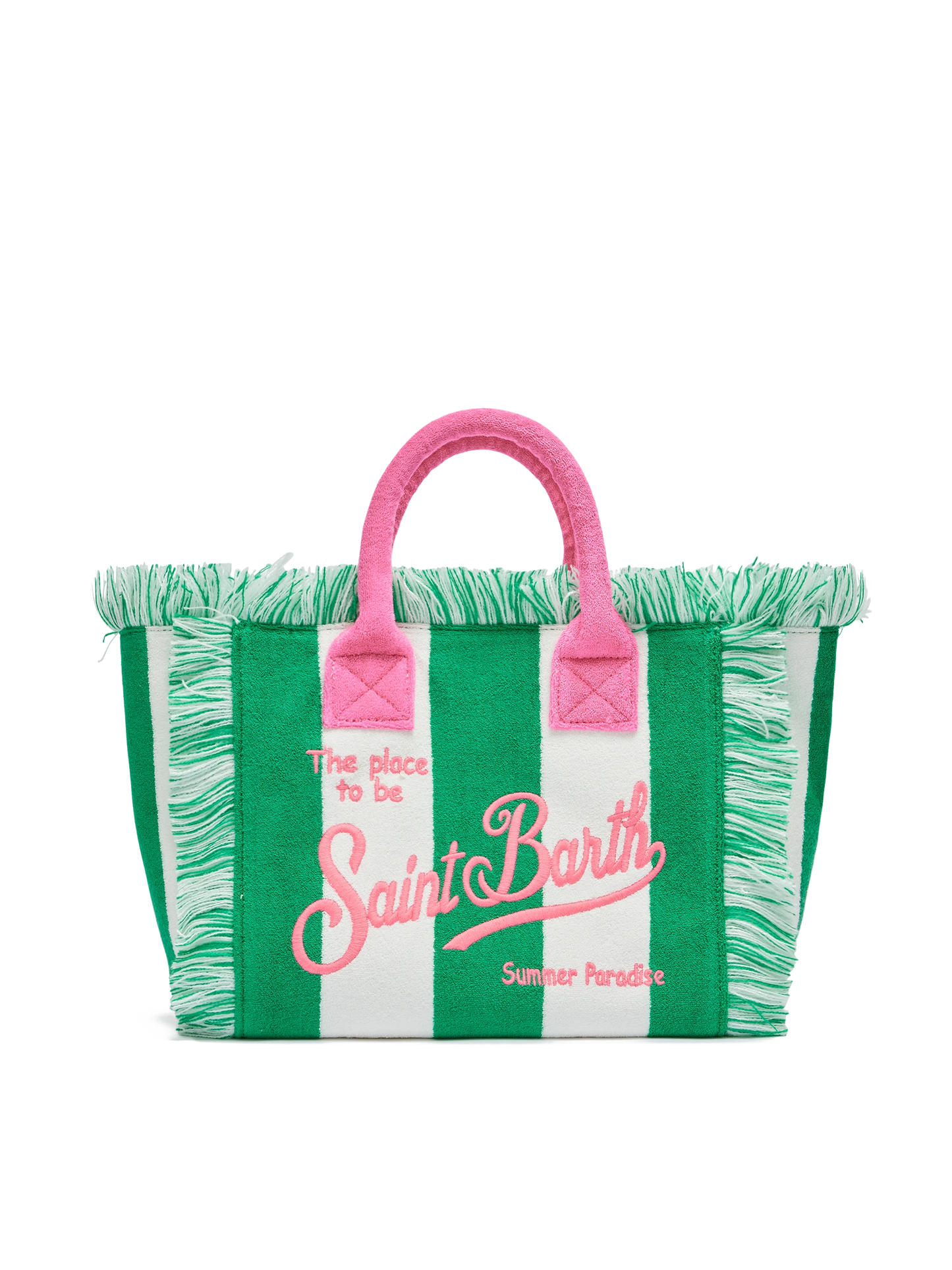 Borsa Colette in spugna verde con stampa a righe verdi