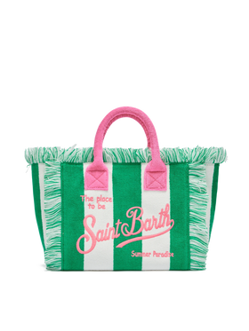 Borsa Colette in spugna verde con stampa a righe verdi