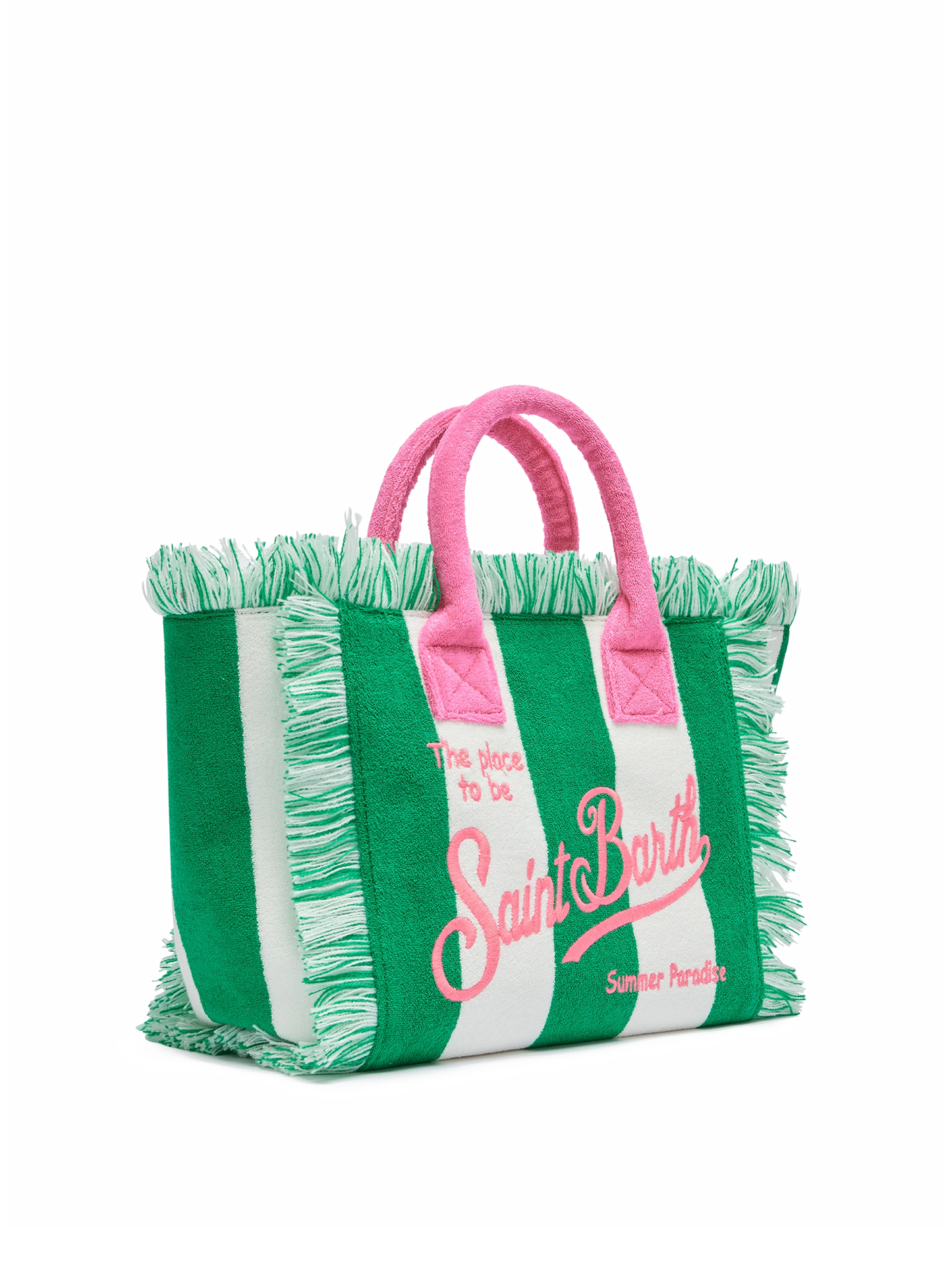 Borsa Colette in spugna verde con stampa a righe verdi