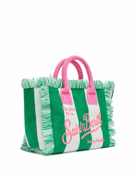 Borsa Colette in spugna verde con stampa a righe verdi