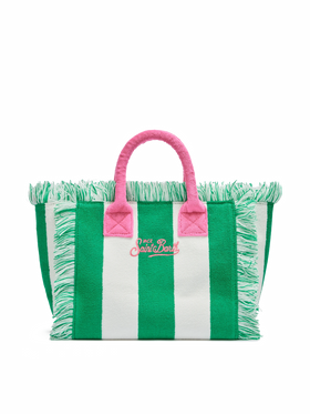 Borsa Colette in spugna verde con stampa a righe verdi