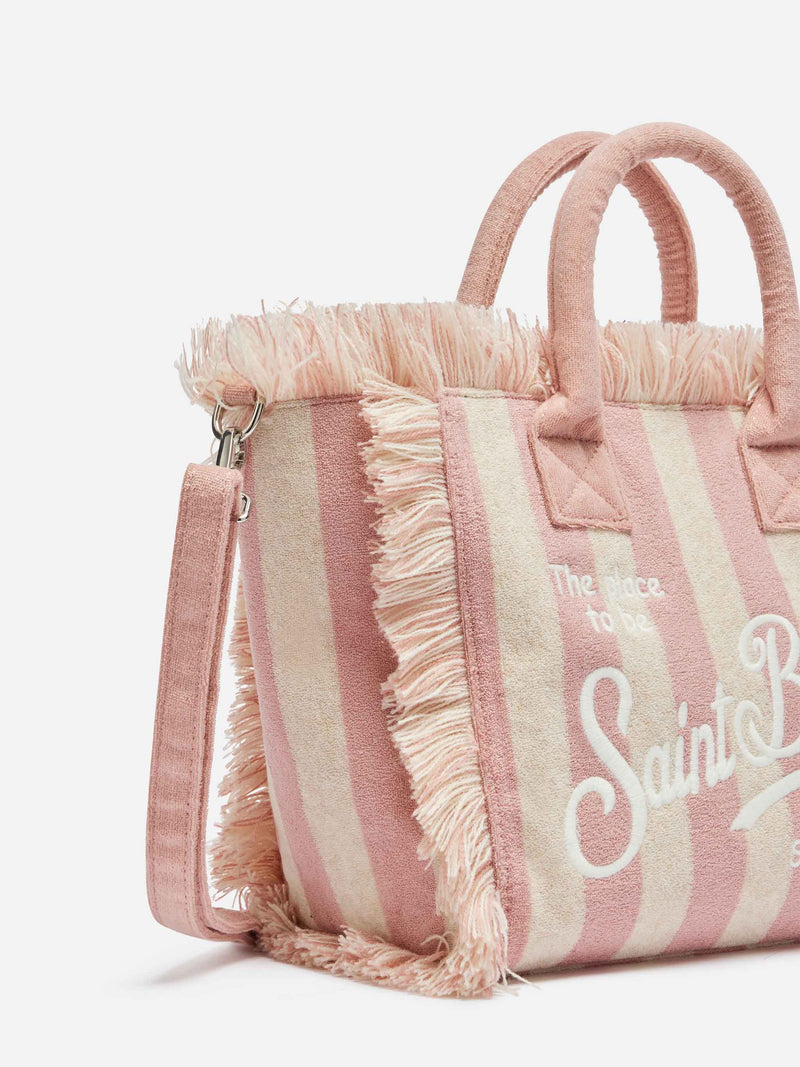 Colette Sponge light pink striped terry handbag