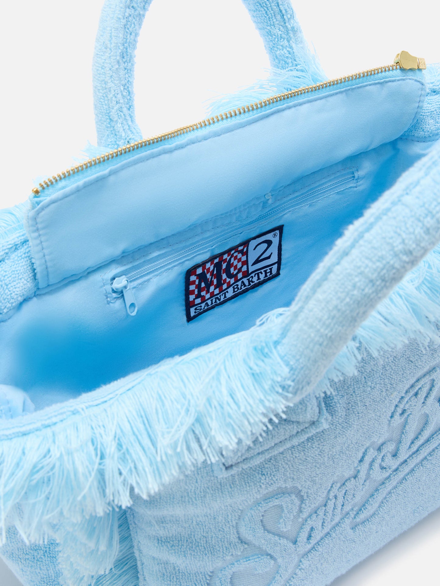 Hellblaue Colette Tasche in Unifarbe mit Frottee-Effekt 
