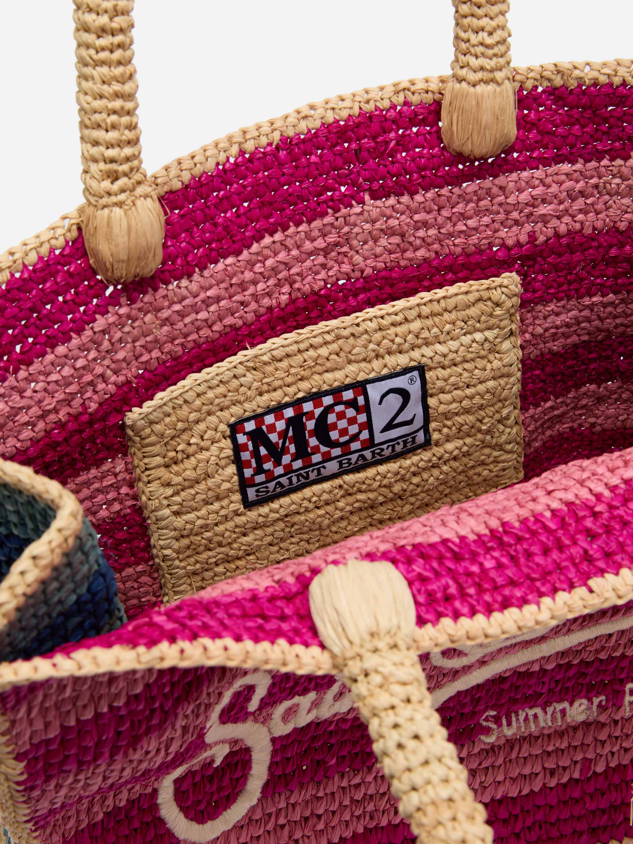 MC2 Saint Barth コレット ラフィア Colette Raffia multicolor striped handbag with logo