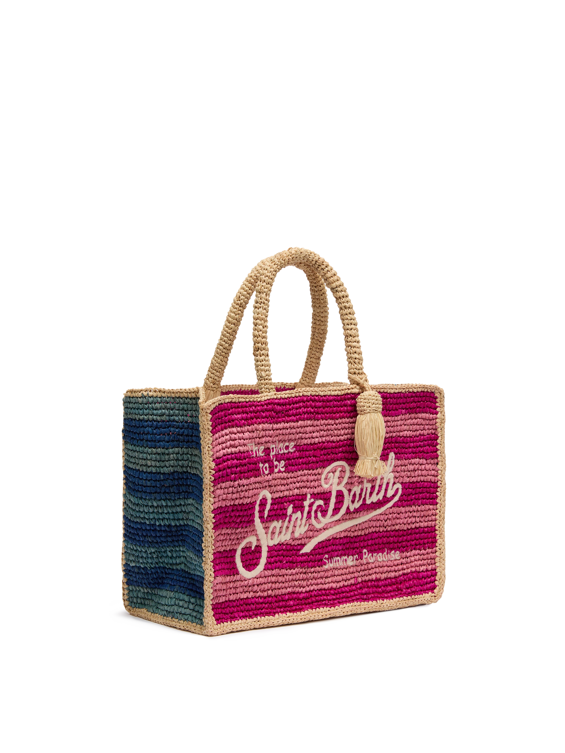 MC2 Saint Barth コレット ラフィア Colette Raffia multicolor striped handbag with logo