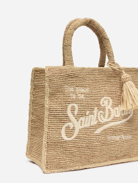 Borsa Colette in rafia con logo ricamato