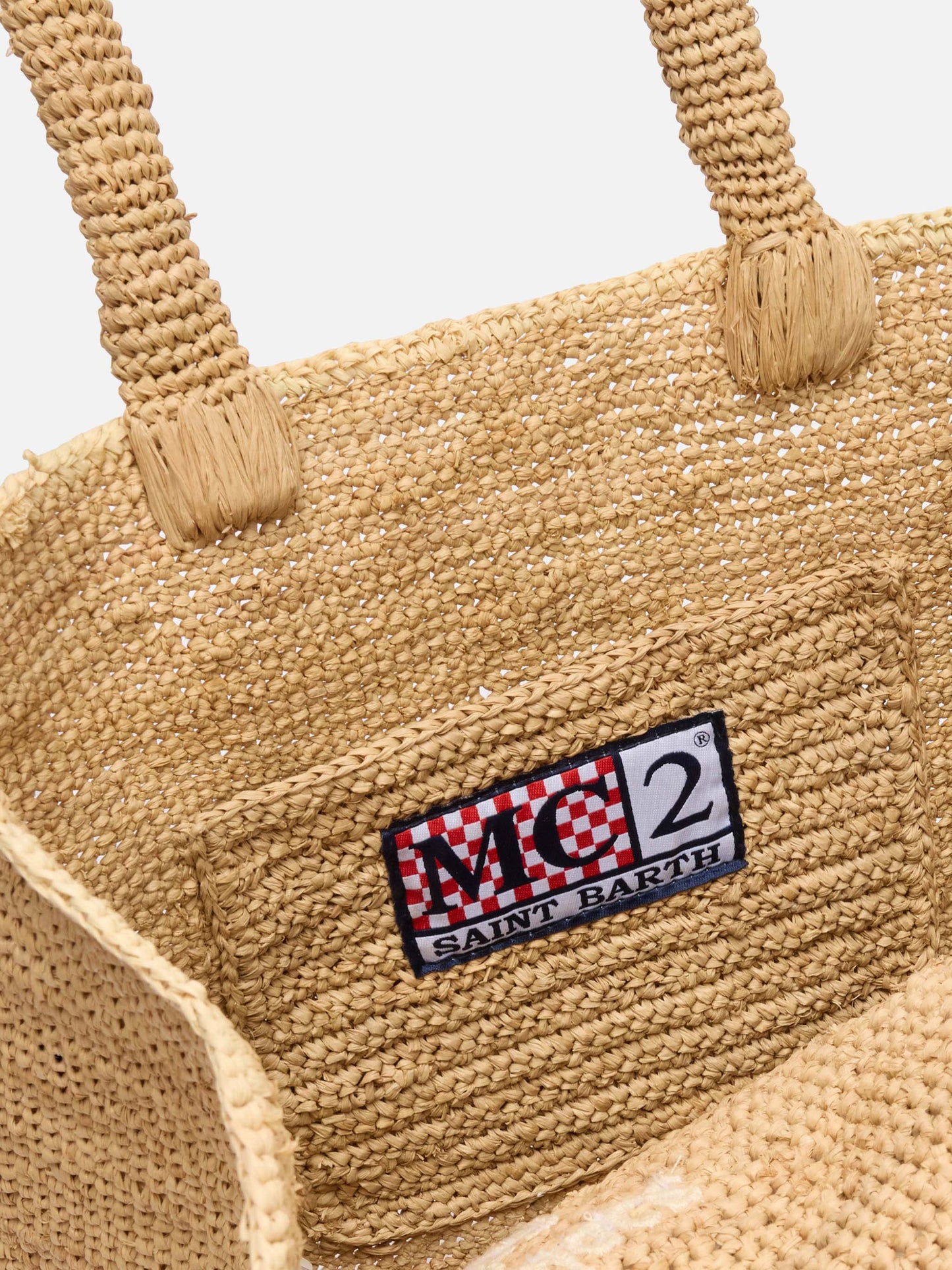Borsa Colette in rafia con logo ricamato