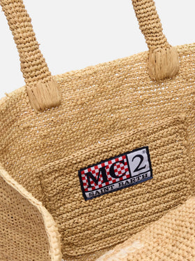 Borsa Colette in rafia con logo ricamato