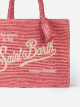 Pink Colette Raffia handbag with embroidery