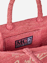 Pink Colette Raffia handbag with embroidery