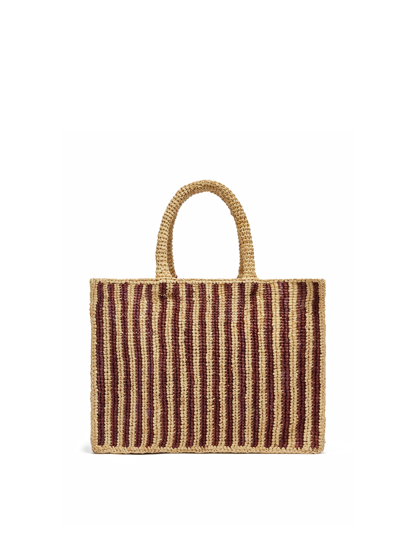 Colette Raffia brown striped handbag with logo  embroidery