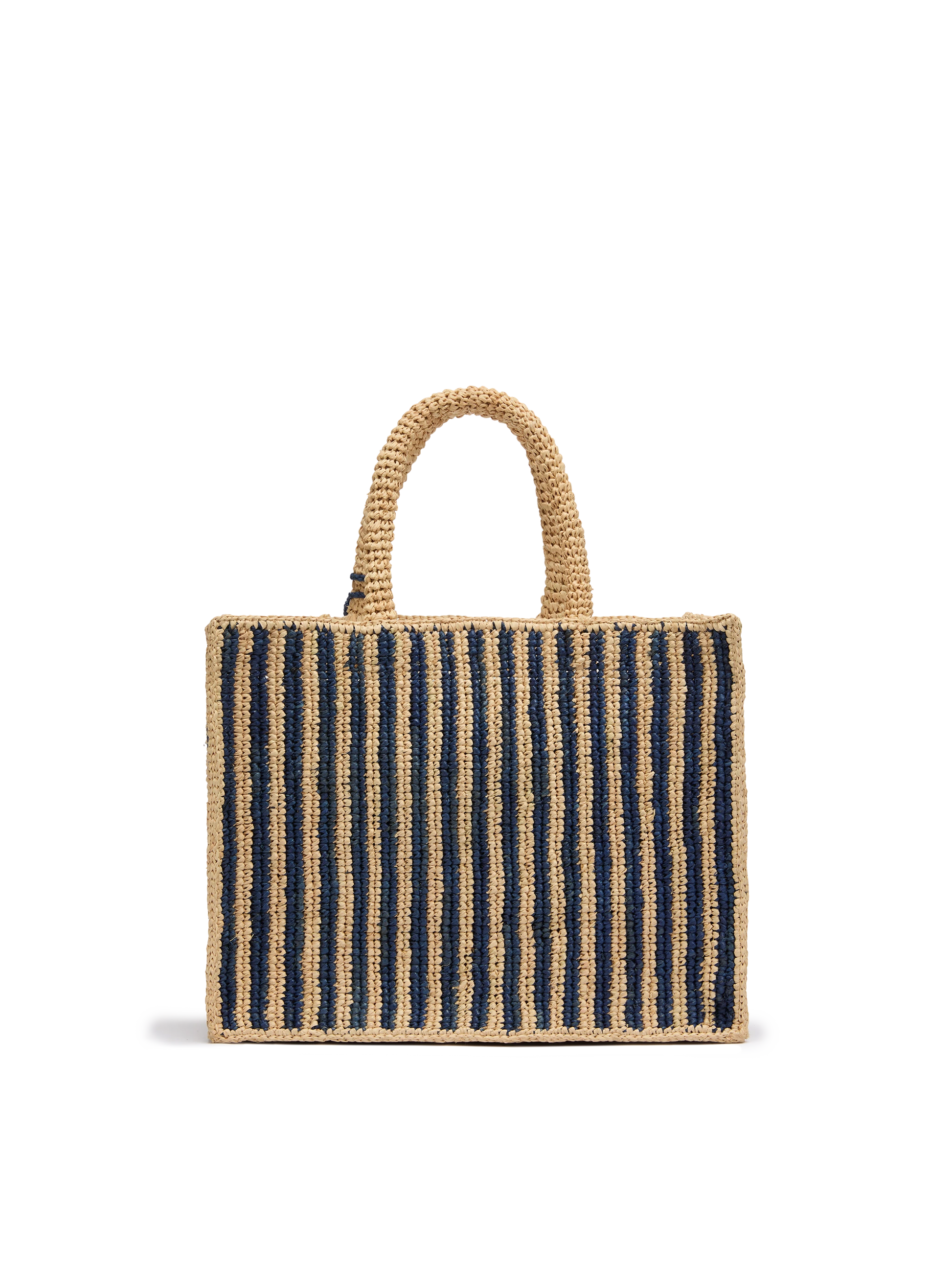 Colette Raffia navy blue striped handbag with logo