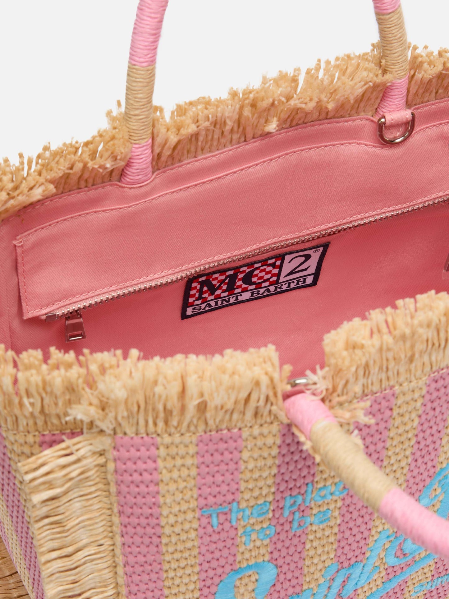 Borsa Colette effetto paglia con stampa a righe
