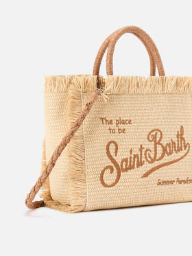 Colette straw effect bag with embroidered logo