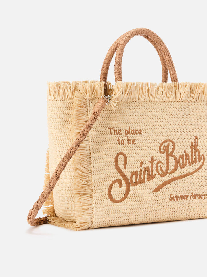Colette straw effect bag with embroidered logo