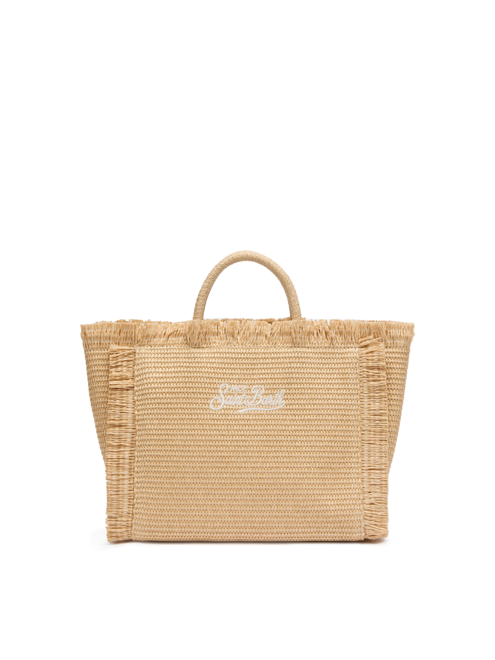 Colette Straw effect handbag with emboidered small logo