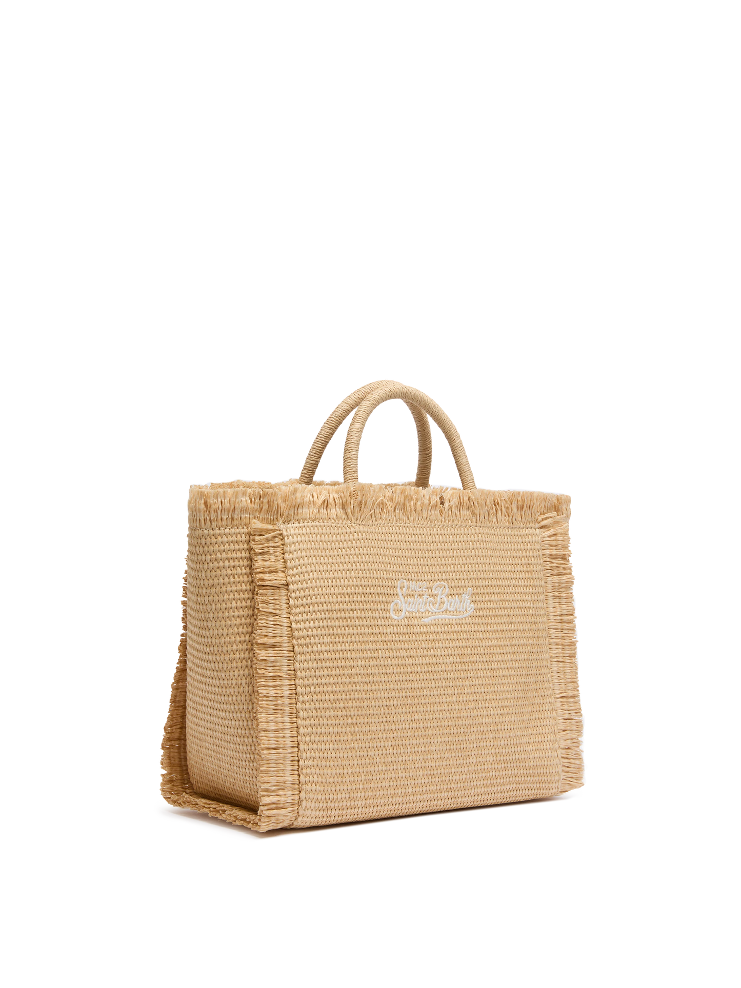 Borsa Colette effetto paglia con logo ricamato