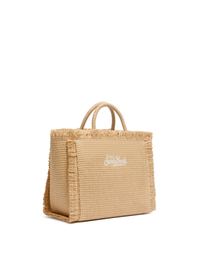 Borsa Colette effetto paglia con logo ricamato