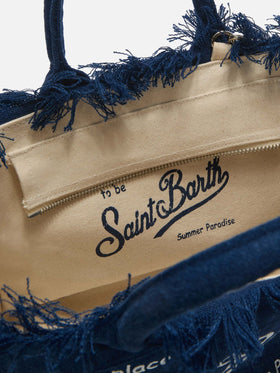 Borsa Colette in lino blu tinta unita