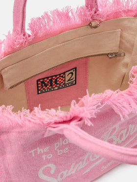 Pink solid color linen Colette bag