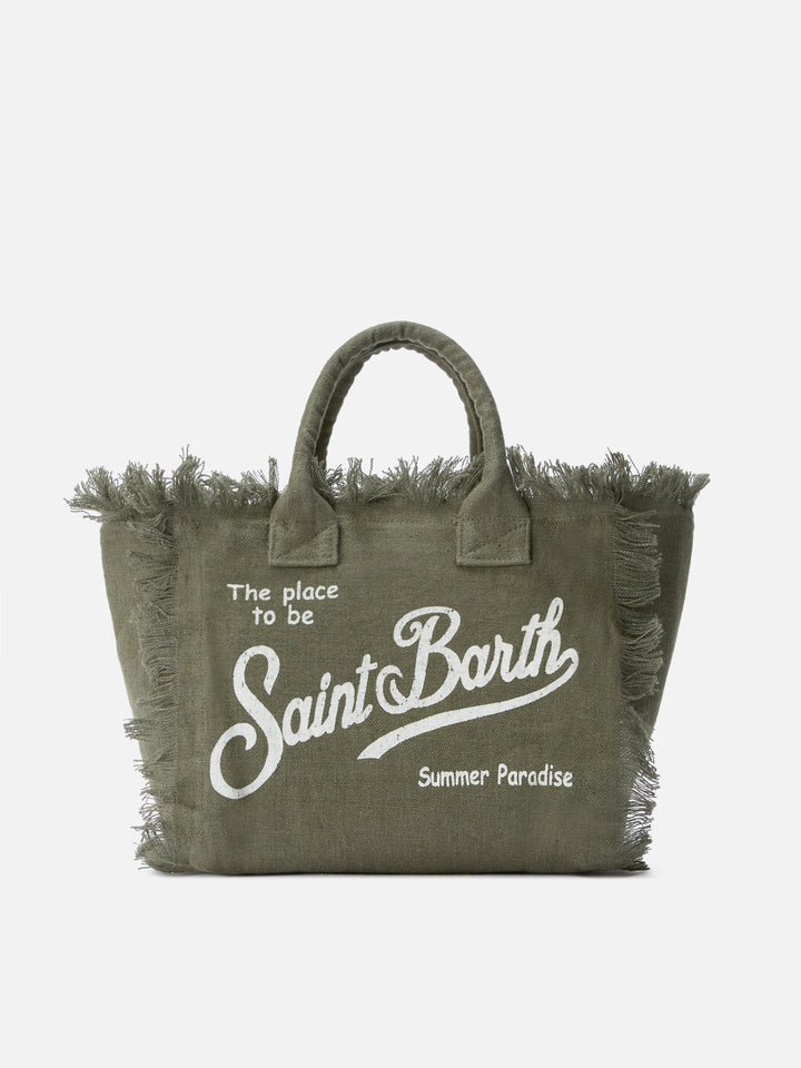 Borsa Colette in lino verde militare tinta unita