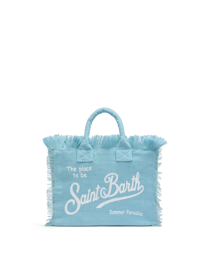 Borsa Colette in lino azzurro
