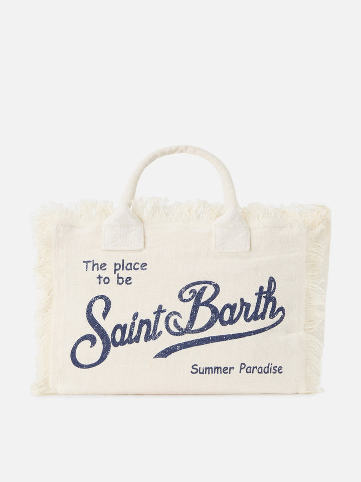 Borsa Colette in lino bianco tinta unita