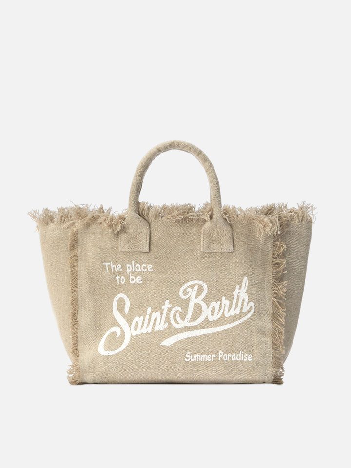 Beige solid color linen Colette bag