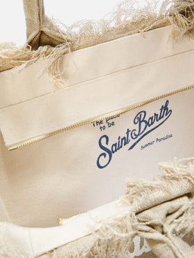 Beige solid color linen Colette bag