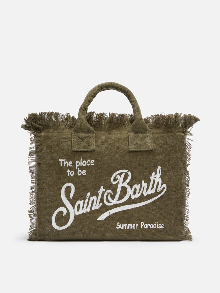 Borsa Colette in lino verde militare