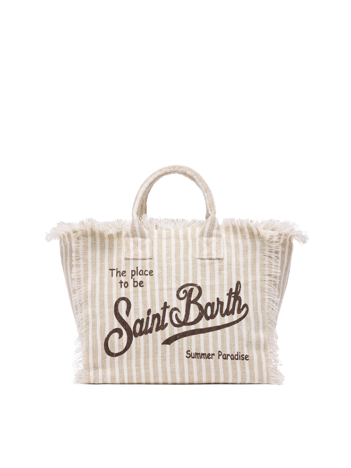 Colette linen handbag with striped print