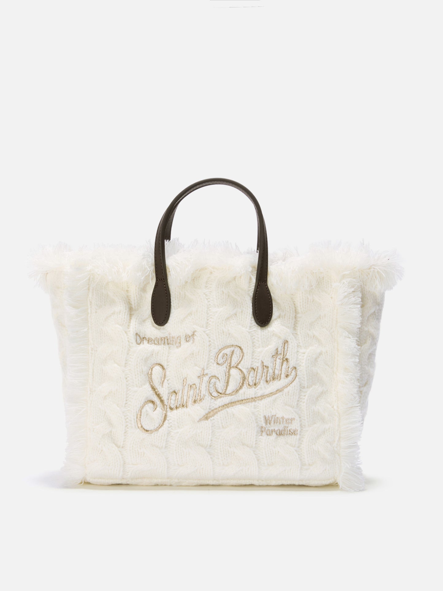 Colette Wool Braid Handbag in white braided wool blend