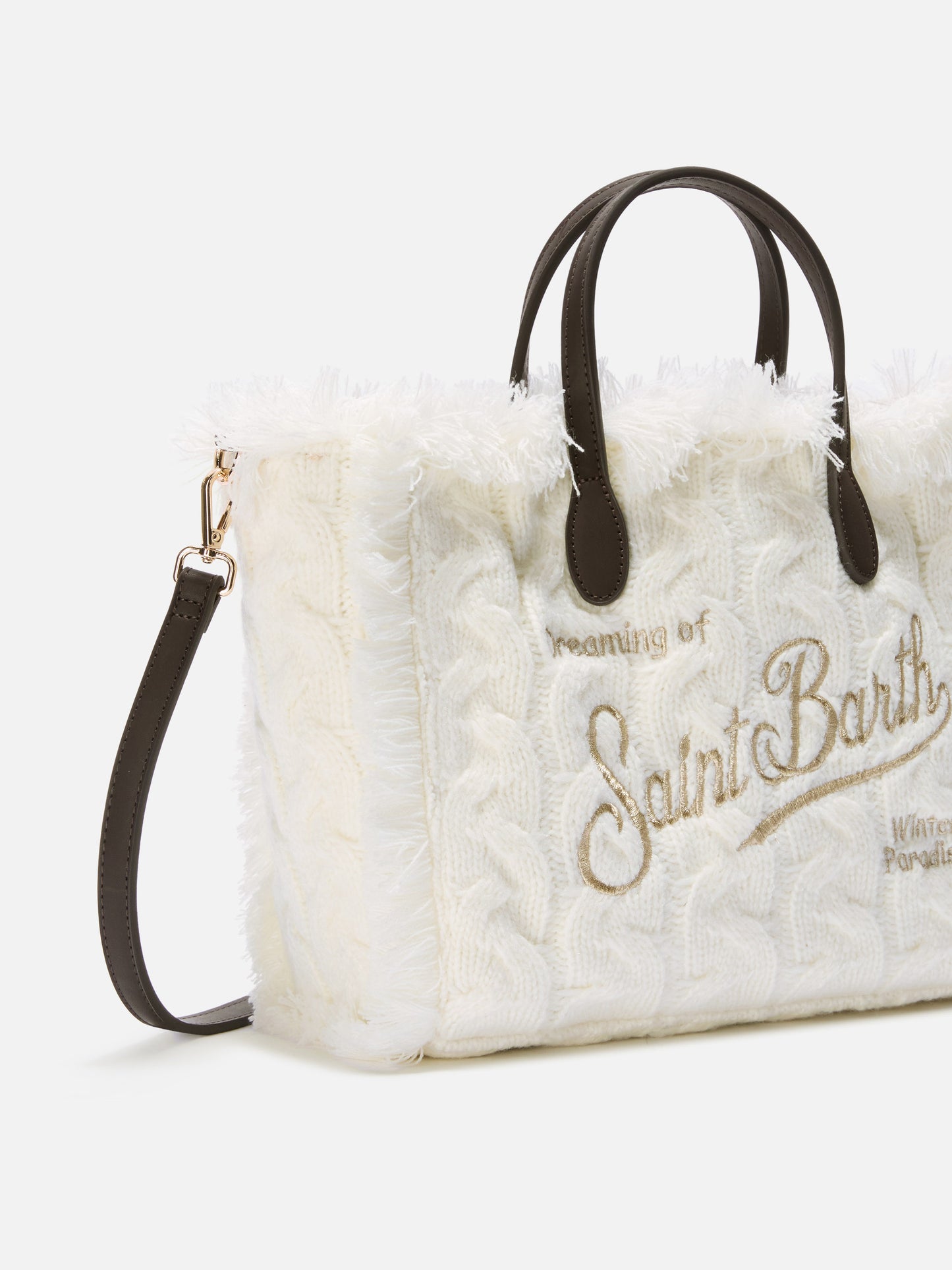 Colette Wool Braid Handbag in white braided wool blend