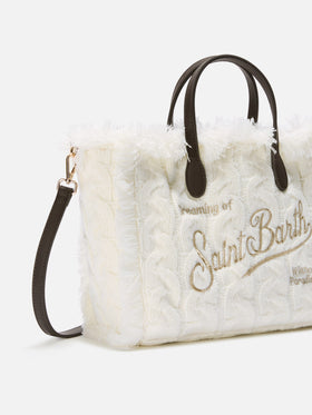 Colette Wool Braid Handbag in white braided wool blend