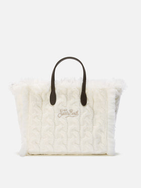 Colette Wool Braid Handbag in white braided wool blend